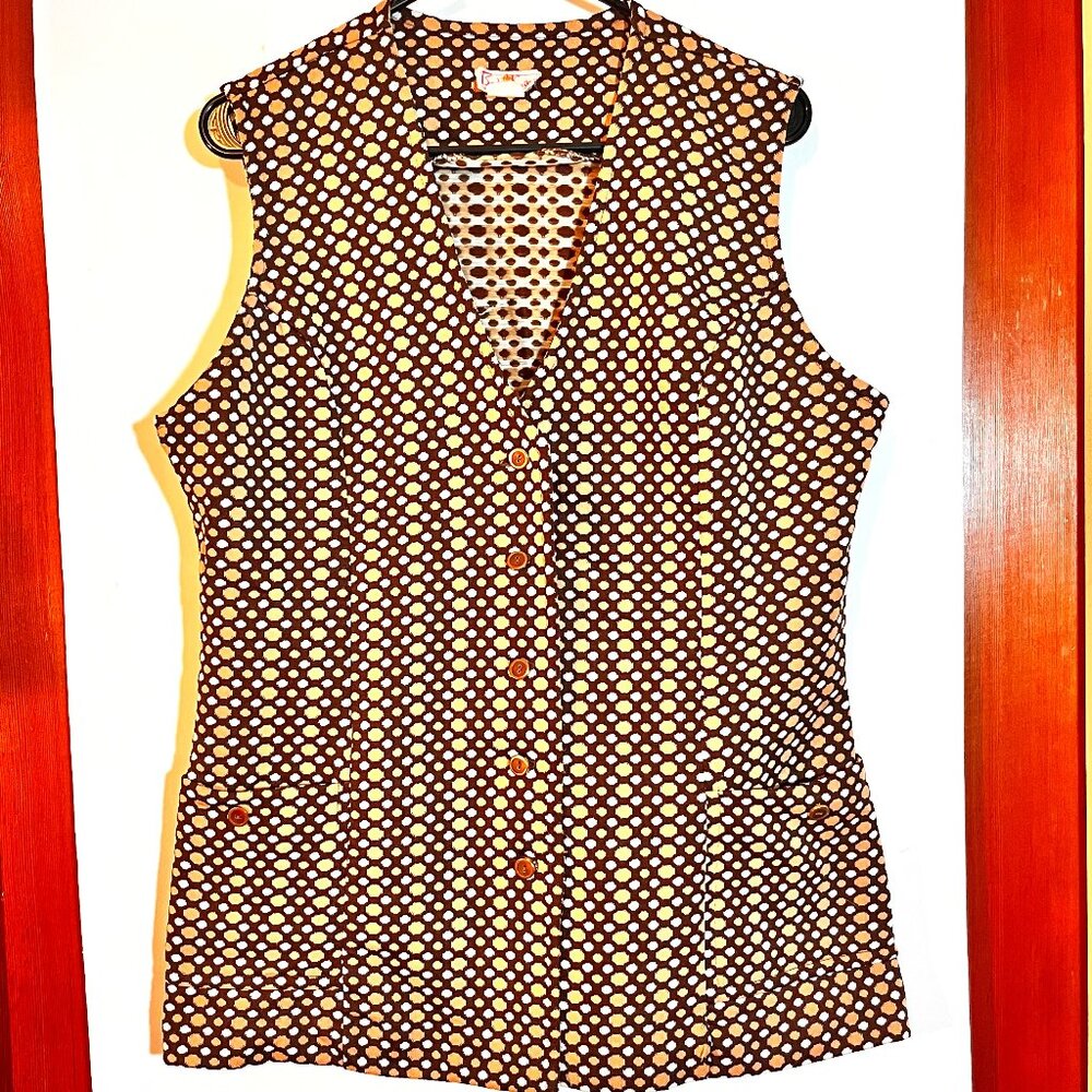 Vintage Groovy 70s Polka Dot Long Vest